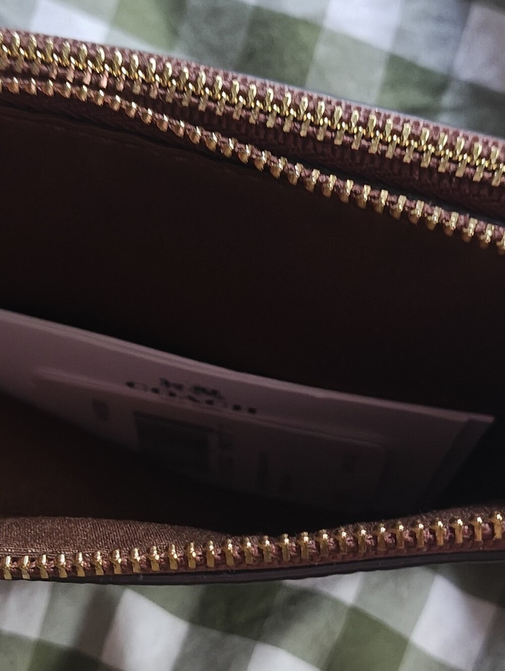 Coach Saddle Brown Leather Pouch with Gold Emblem Double zip - Picture 5 of 6